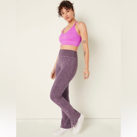 VS Pink NEW Cotton Foldover Flare Leggings And Dreamy Pink Henley Campus Tee NEW - Picture 15 of 15